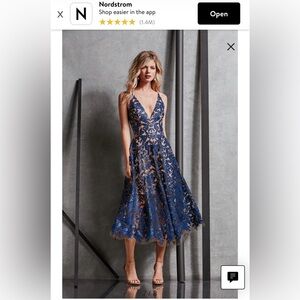 Dress the Population Blair Sequin Navy and Nude Lace Gown